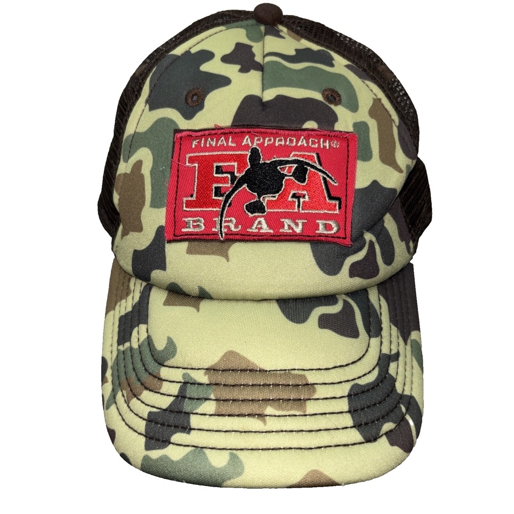 Final Approach Brand Adjustable Camo Trucker Hat Patch Logo Cap